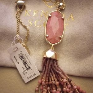 NWT Kendra Scott Pink Rhodonite & 14K Gold-Plated Eva Pendant Necklace
